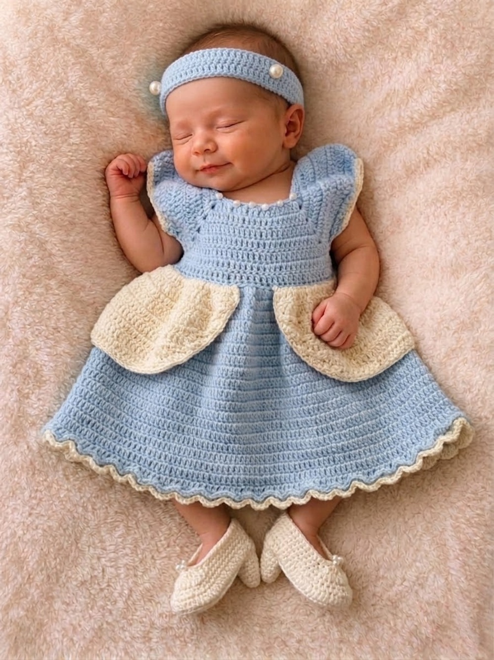 Handmade Baby crochet dress set Cinderella inspired